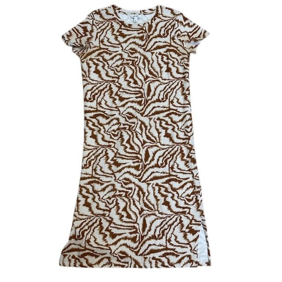 Nine‎ West Midi Dress Brown Zebra Print Casual T-Shirt Dress Large - Picture 4 of 12